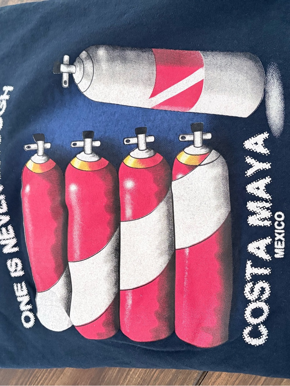 Men's Navy Graphic Sweater with Red Tank Illustration